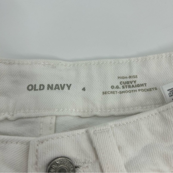 Old Navy curvy OG 0.0 straight white raw hem ankle jeans Old Money Classic 4 - Picture 5 of 9